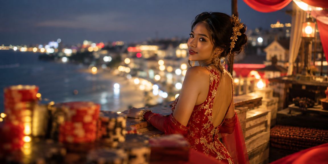 Suasana hiburan kasino malam yang meriah di pasar malam Vietnam